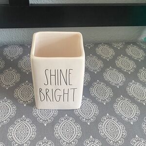 Rae Dunn Cream 'Shine Bright' Ceramic brush holder (pens or pencil)